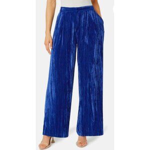 Blue Crushed Velvet Wide Leg Pants, 26 x 30, High Waist The Drop